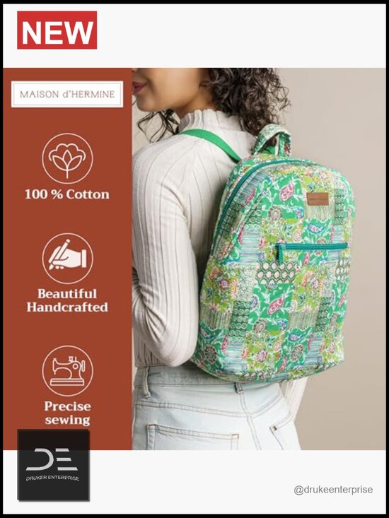Cotton Lightweight Multipocket Backpack with Pouch for Travel Work